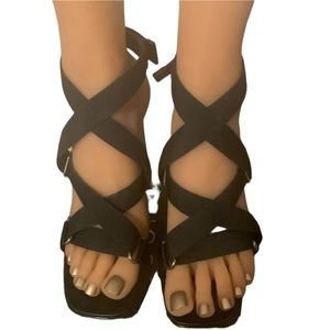 Gucci black sandals with velcro ankle straps